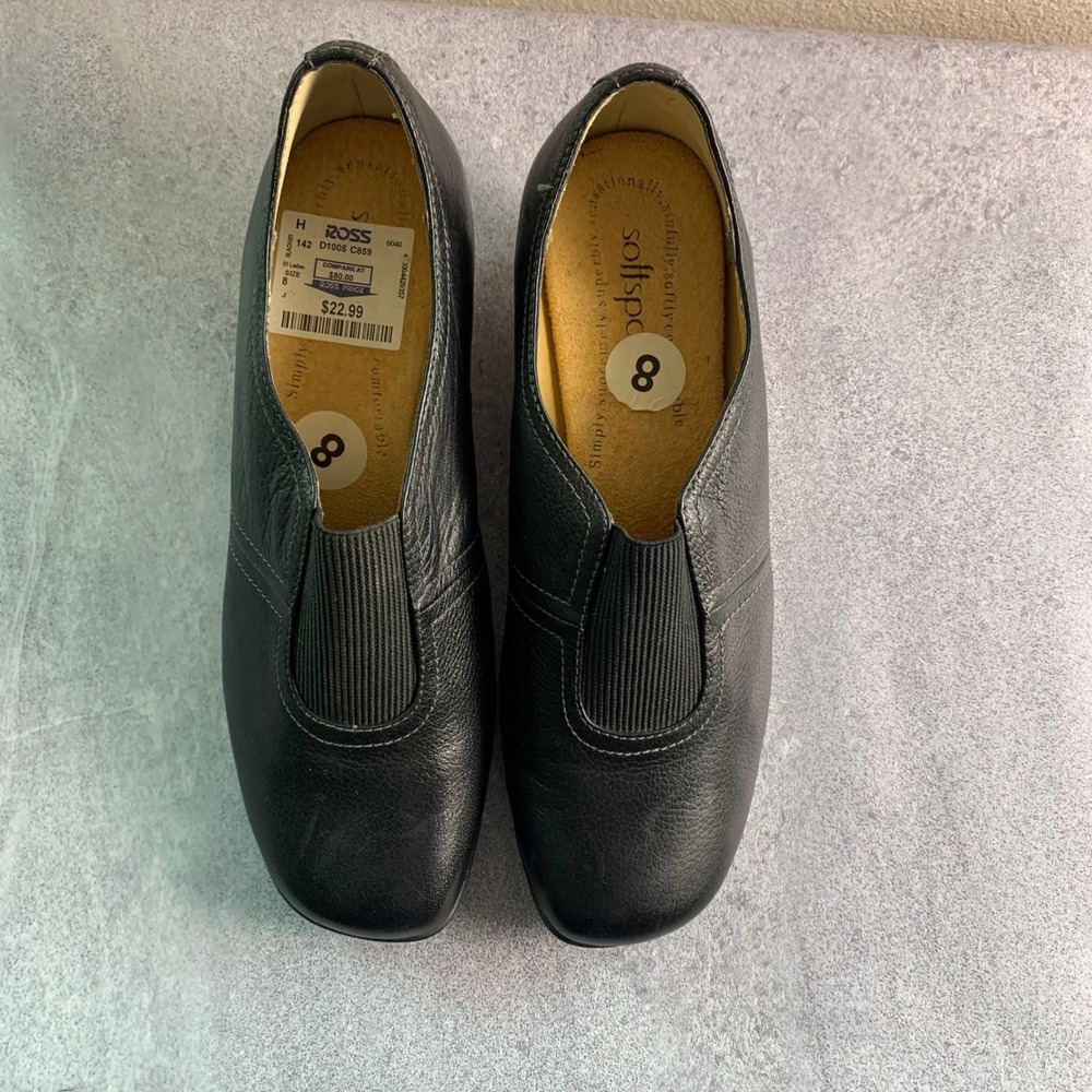 Softspots Women's Black Leather Comfort Wedge Heel Shoes -‎ Size 8M - Picture 7 of 10